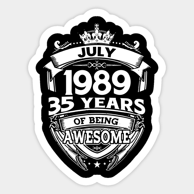 July 1989 35 Years Of Being Awesome 35th Birthday Sticker by Bunzaji